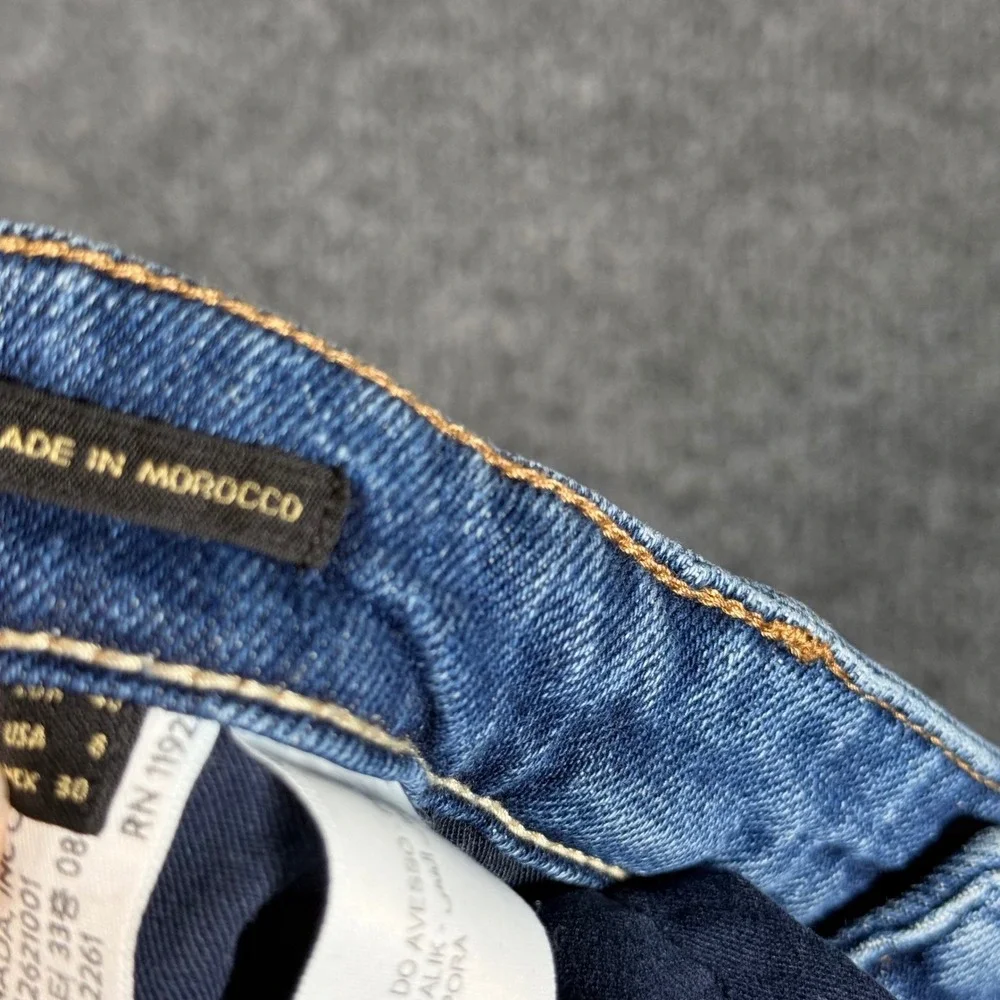 Massimo Dutti Straight Leg Jeans Split Hem Medium Wash Blue Size 8 Womens Denim